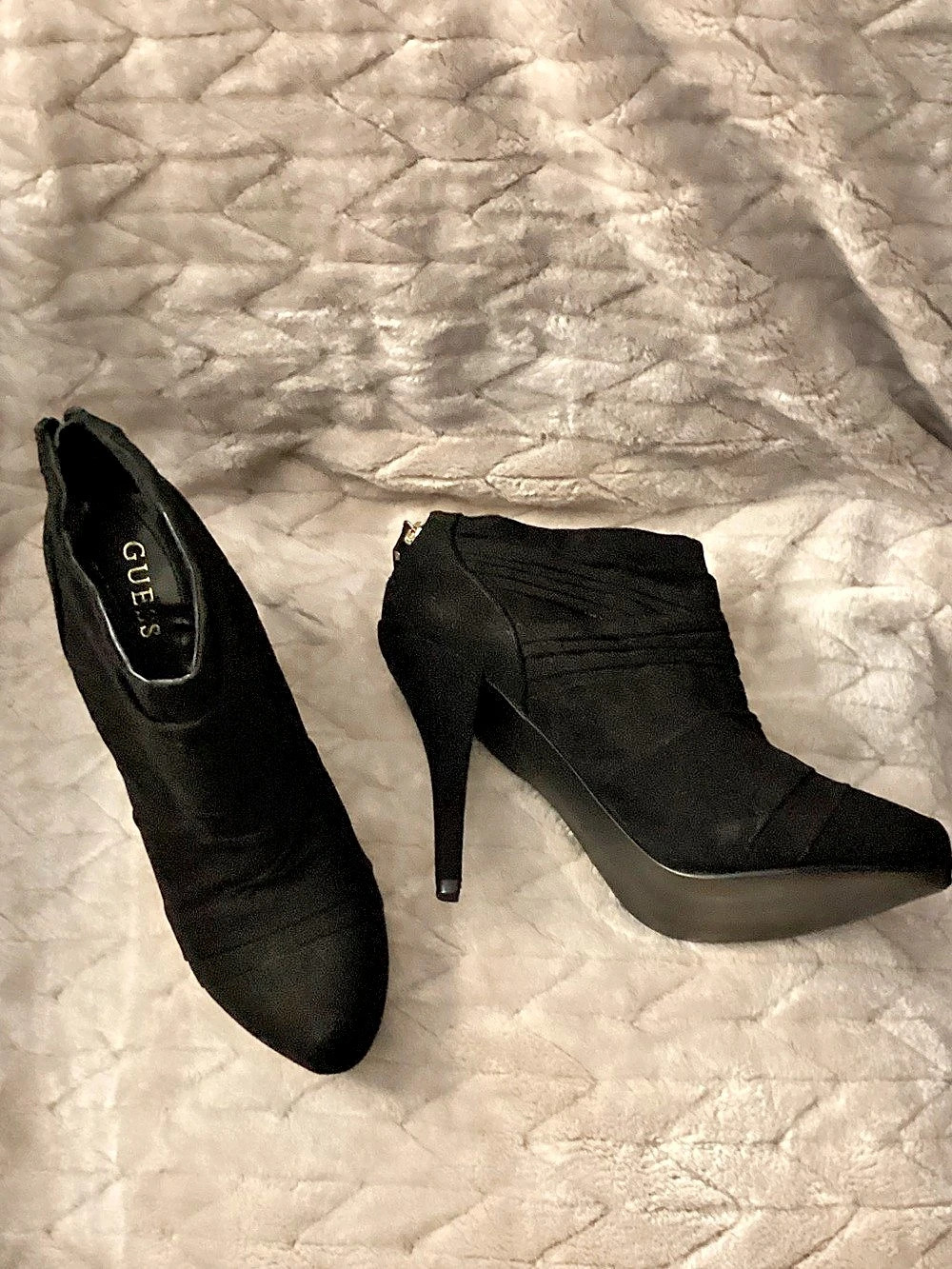 Guess Black Pleated Ankle Booties
